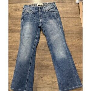Ariat REAL Jeans Womens 30 Blue Mid Rise Boot Cut Entwined Embroidered Stretch